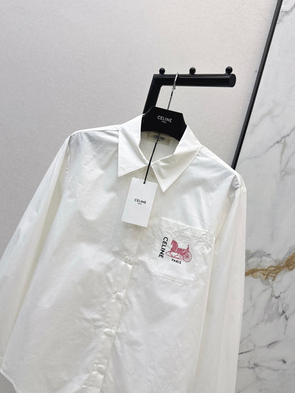 26ss Horse-drawn carriage embroidered shirt
