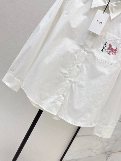 26ss Horse-drawn carriage embroidered shirt