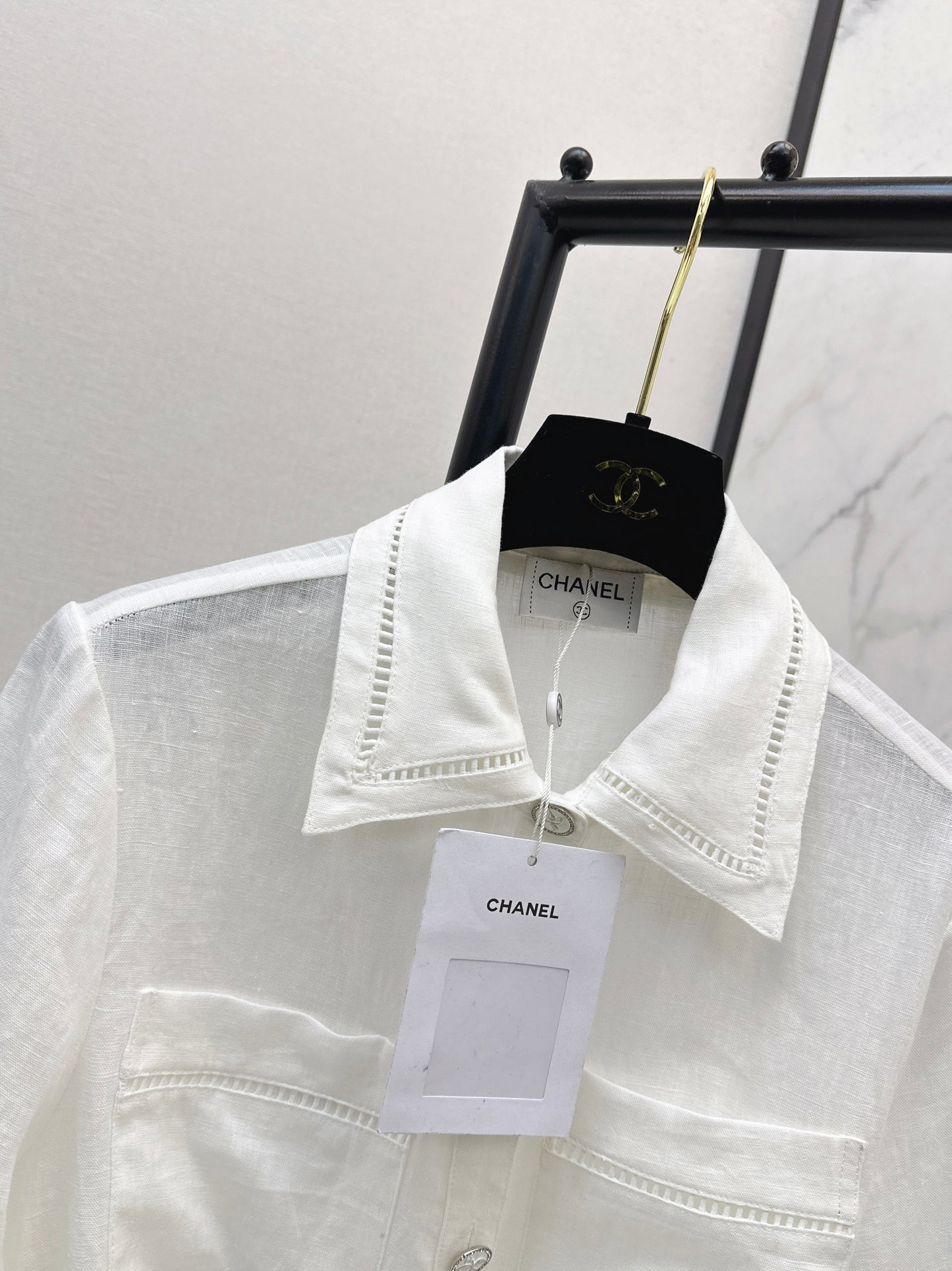 26ss Patchwork lace-trimmed fitted waist shirt