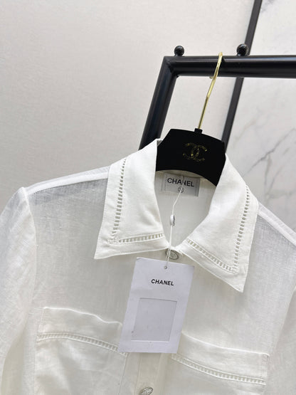 26ss Patchwork lace-trimmed fitted waist shirt