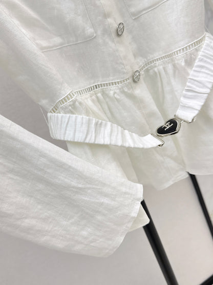 26ss Patchwork lace-trimmed fitted waist shirt