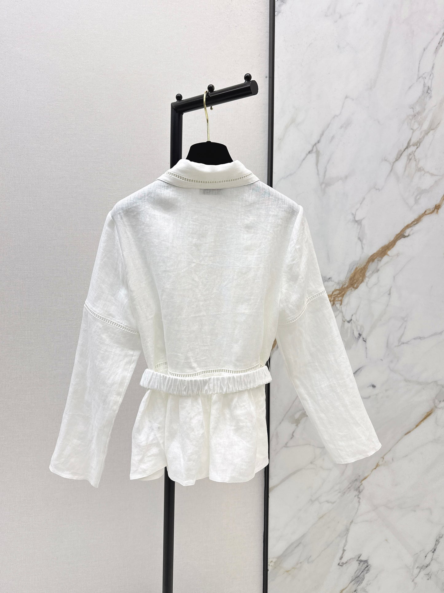 26ss Patchwork lace-trimmed fitted waist shirt