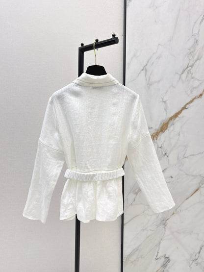 26ss Patchwork lace-trimmed fitted waist shirt