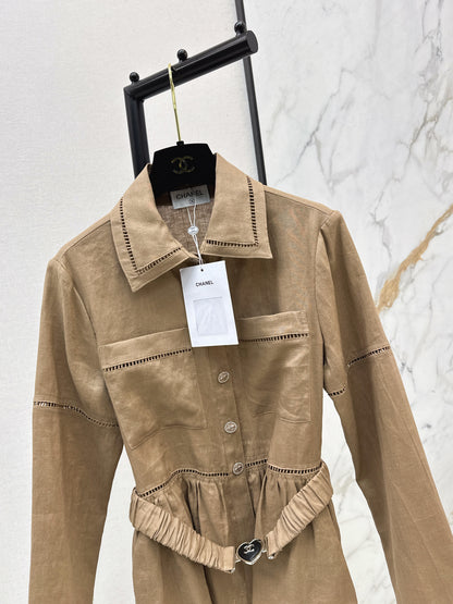 26ss Patchwork lace-trimmed fitted waist shirt