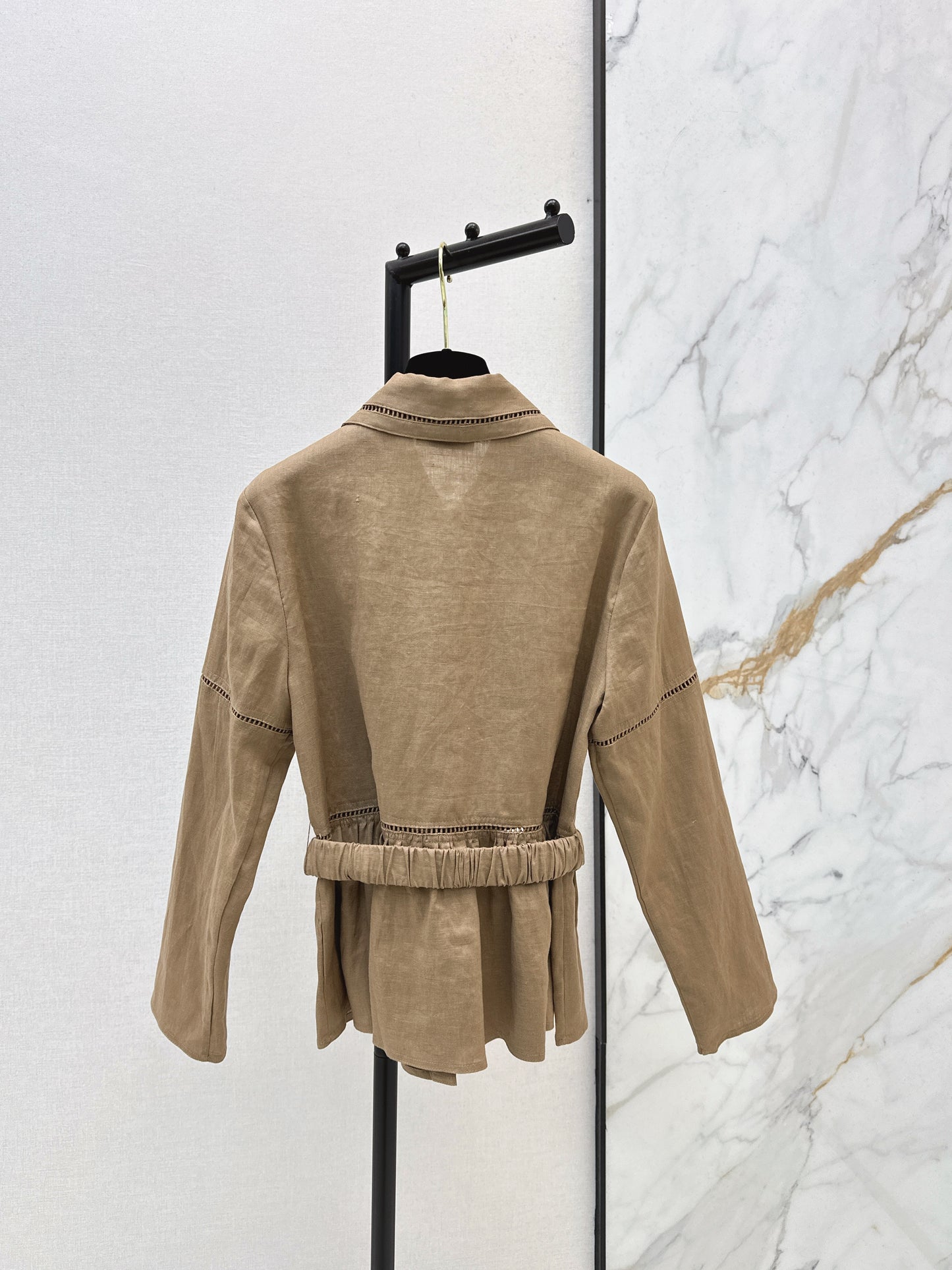 26ss Patchwork lace-trimmed fitted waist shirt