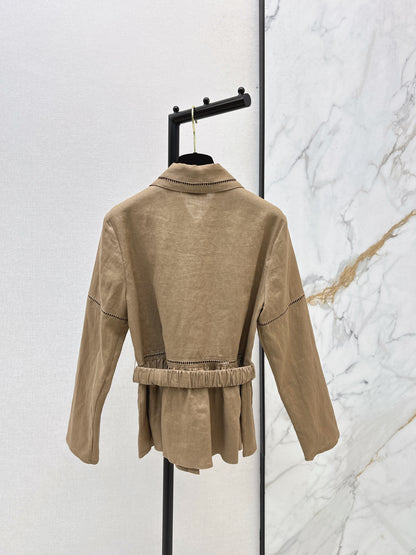 26ss Patchwork lace-trimmed fitted waist shirt