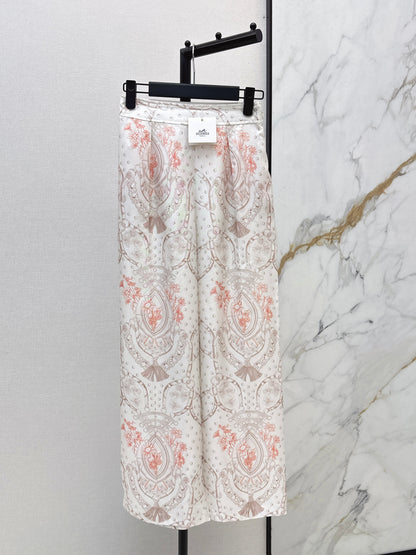 26ss Light pink floral wide-leg straight-leg pants