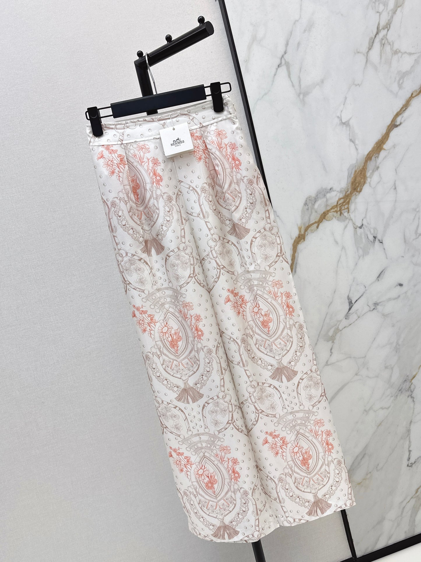 26ss Light pink floral wide-leg straight-leg pants