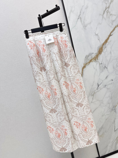 26ss Light pink floral wide-leg straight-leg pants