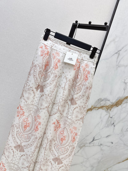 26ss Light pink floral wide-leg straight-leg pants
