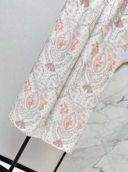 26ss Light pink floral wide-leg straight-leg pants