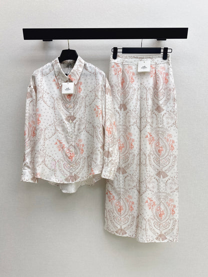 26ss Light pink floral print shirt