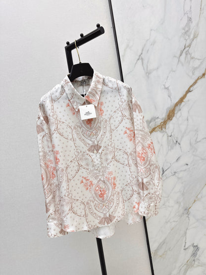 26ss Light pink floral print shirt