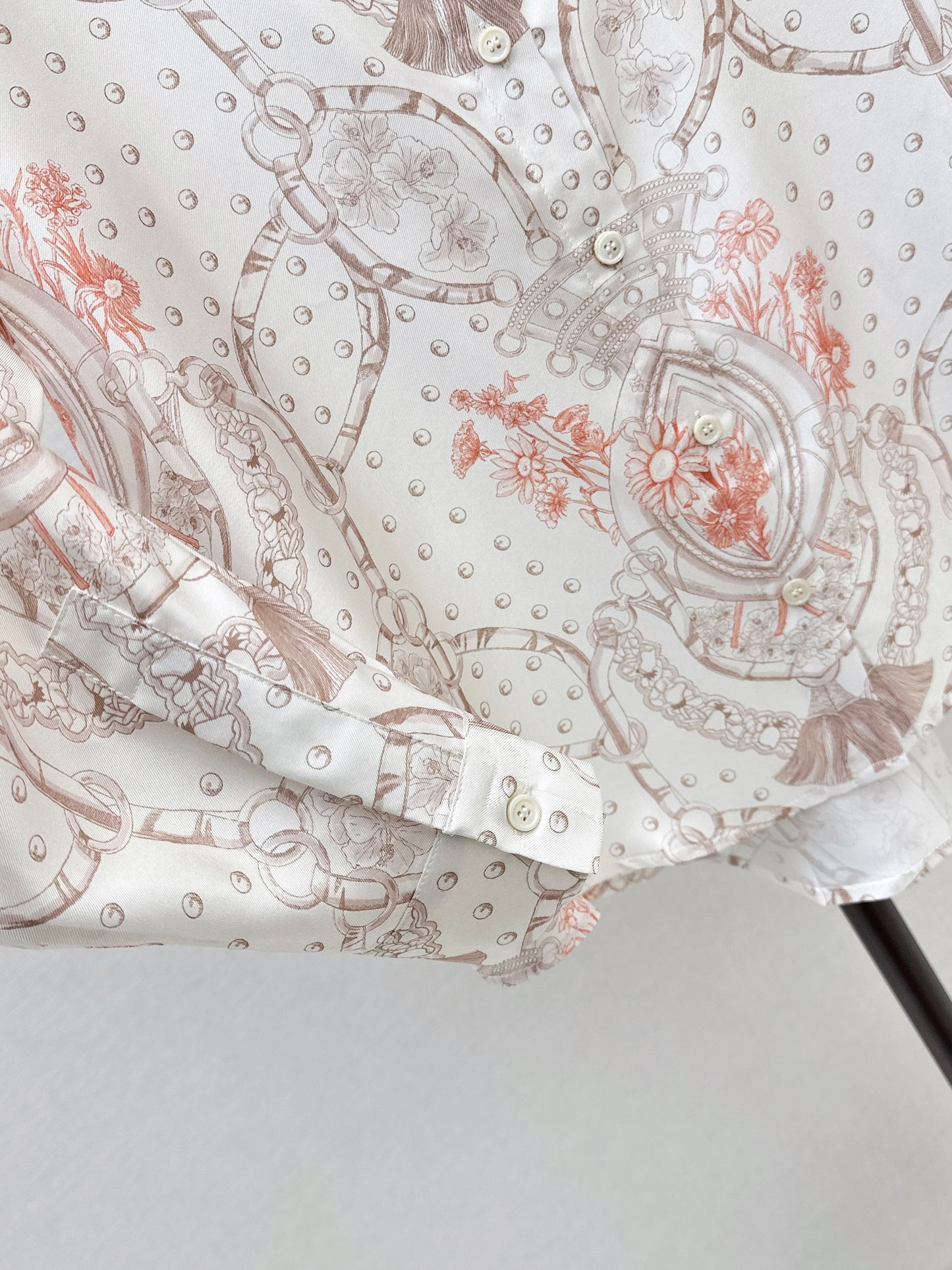 26ss Light pink floral print shirt