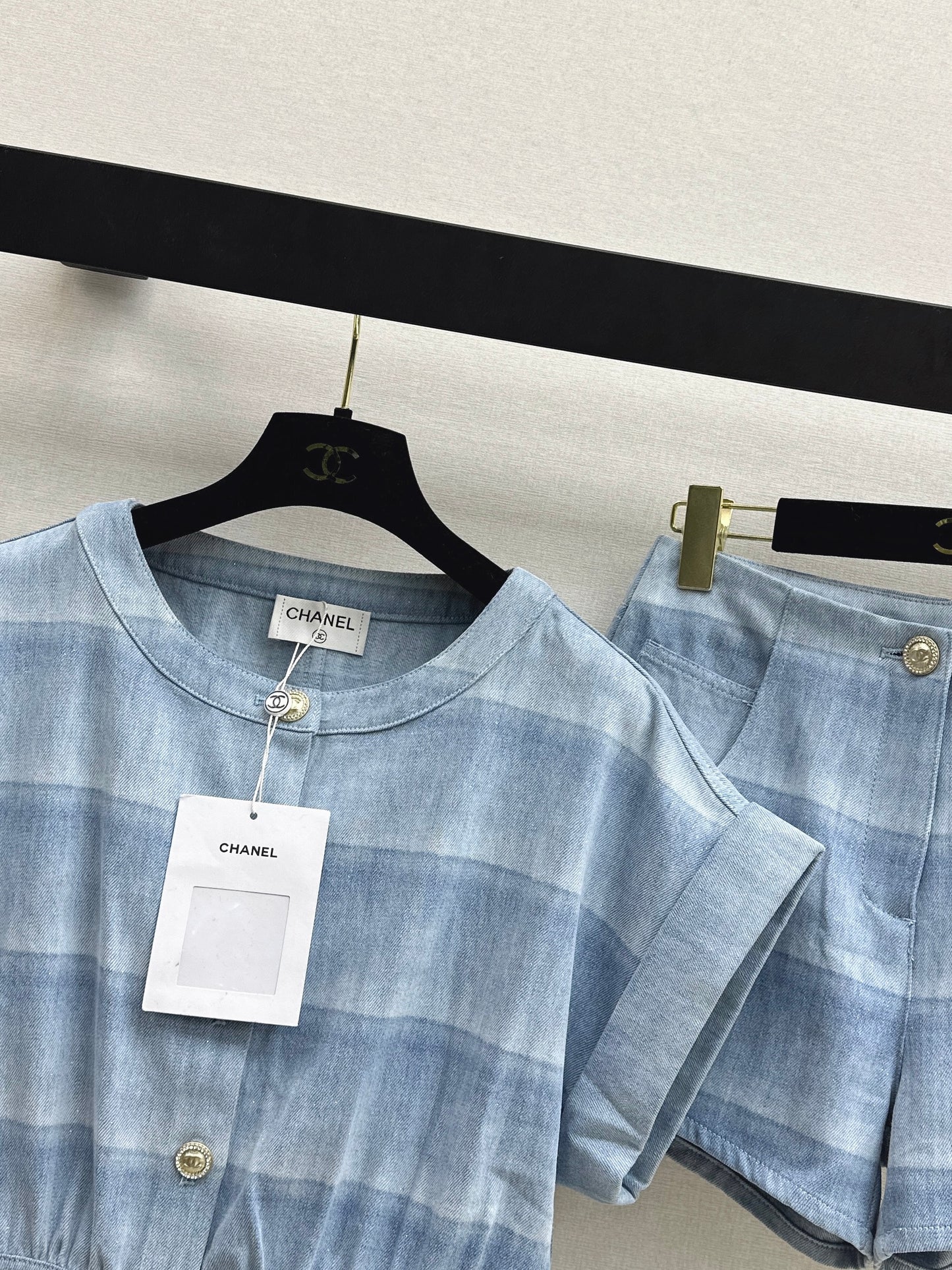 26ss Striped Denim Short-Sleeve T-Shirt/Shorts