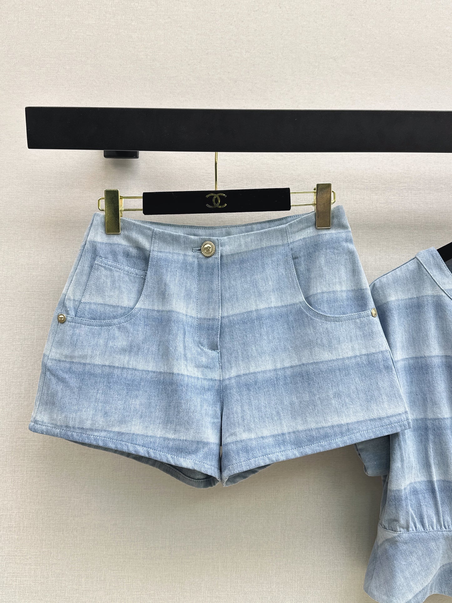 26ss Striped Denim Short-Sleeve T-Shirt/Shorts