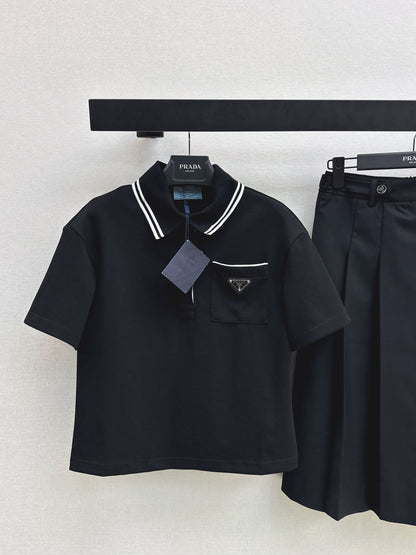 26ss Youthful polo shirt + pleated skirt