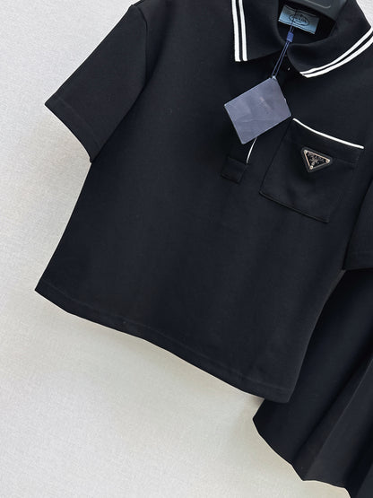 26ss Youthful polo shirt + pleated skirt