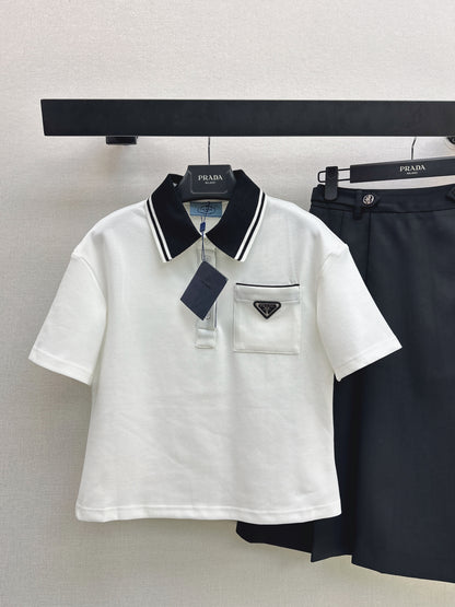 26ss Youthful polo shirt + pleated skirt