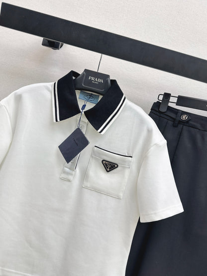 26ss Youthful polo shirt + pleated skirt