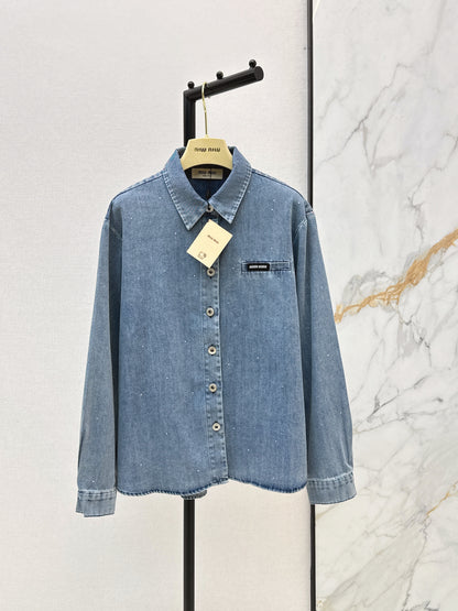 26ss Rhinestone Denim Shirt