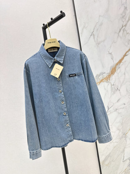 26ss Rhinestone Denim Shirt