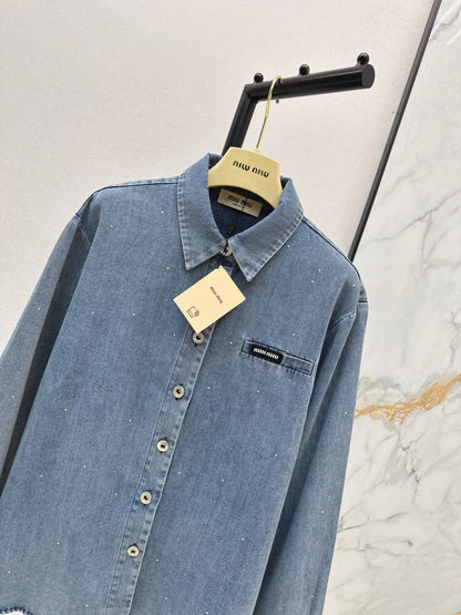 26ss Rhinestone Denim Shirt