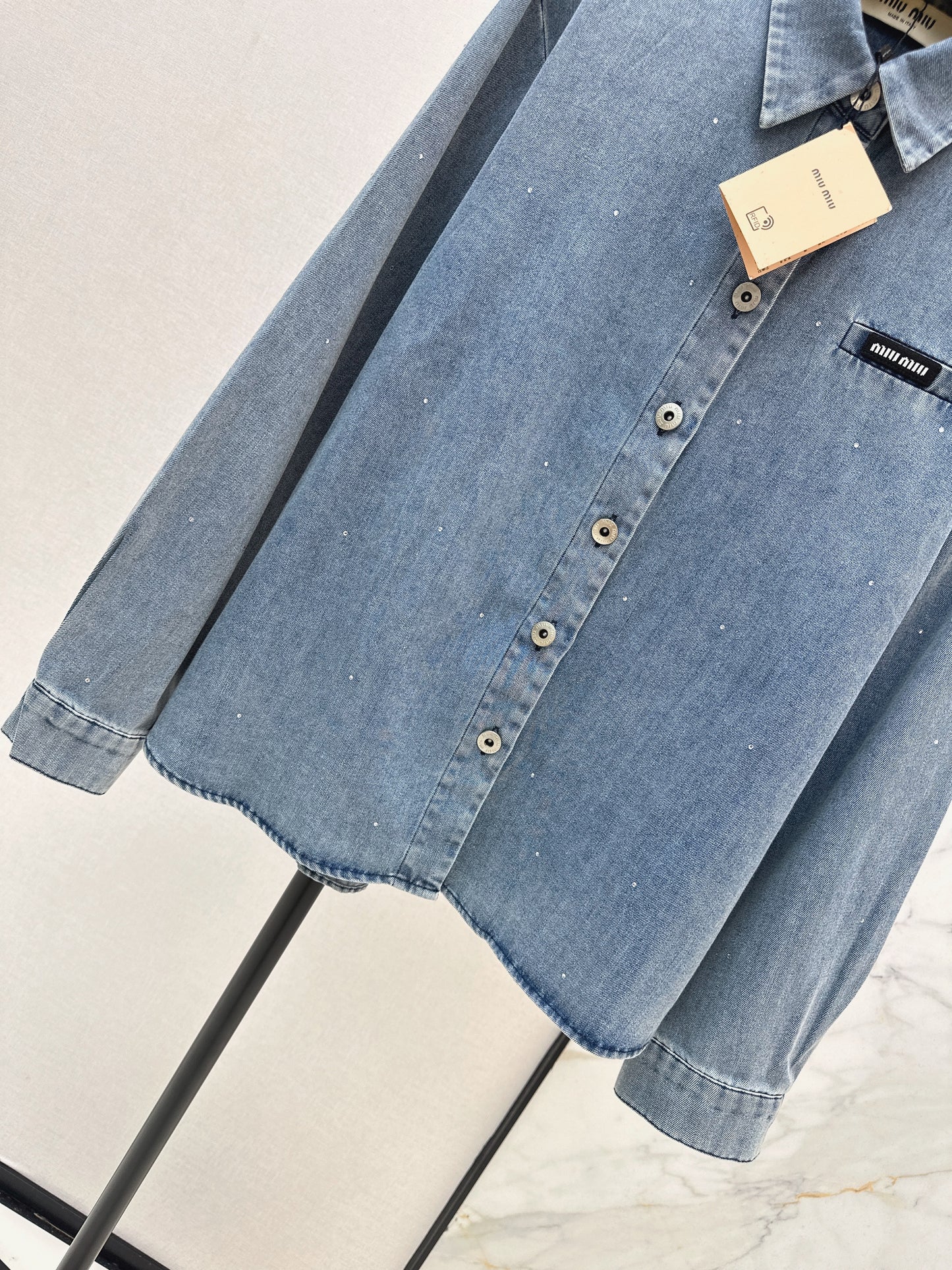 26ss Rhinestone Denim Shirt