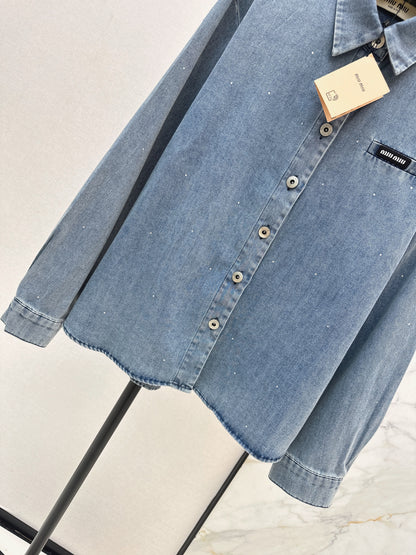 26ss Rhinestone Denim Shirt