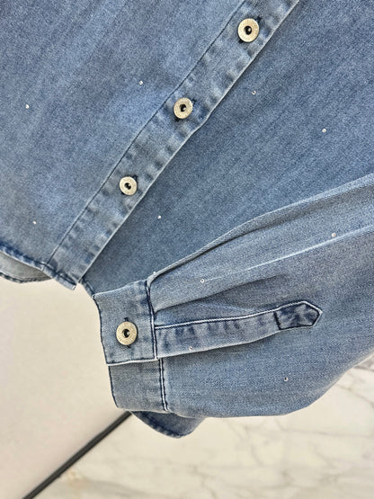 26ss Rhinestone Denim Shirt