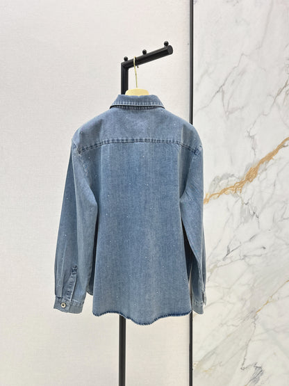 26ss Rhinestone Denim Shirt