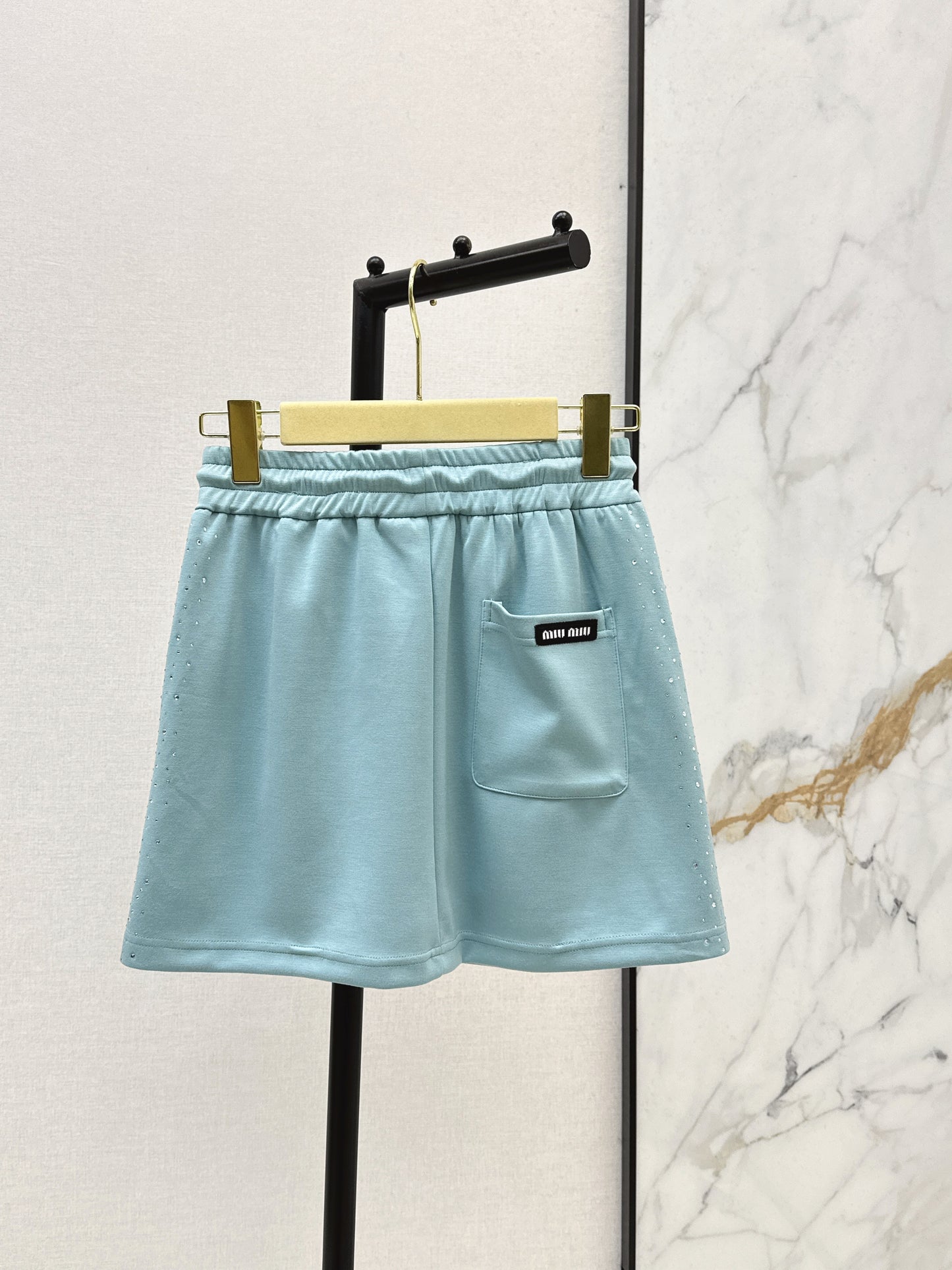 26ss Logo Rhinestone Midi Skirt