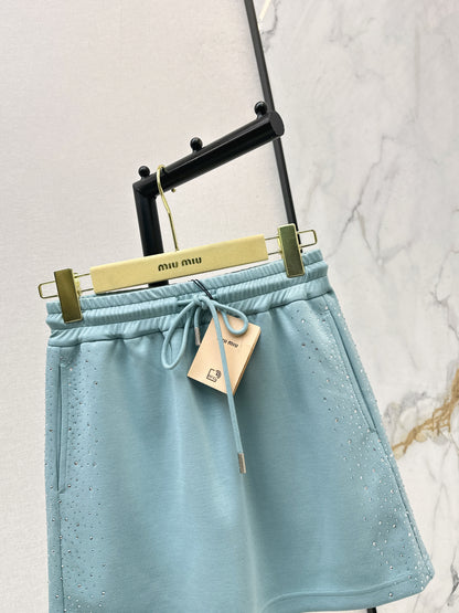 26ss Logo Rhinestone Midi Skirt