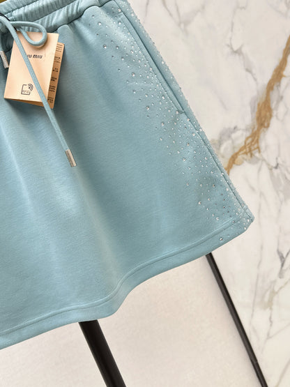 26ss Logo Rhinestone Midi Skirt