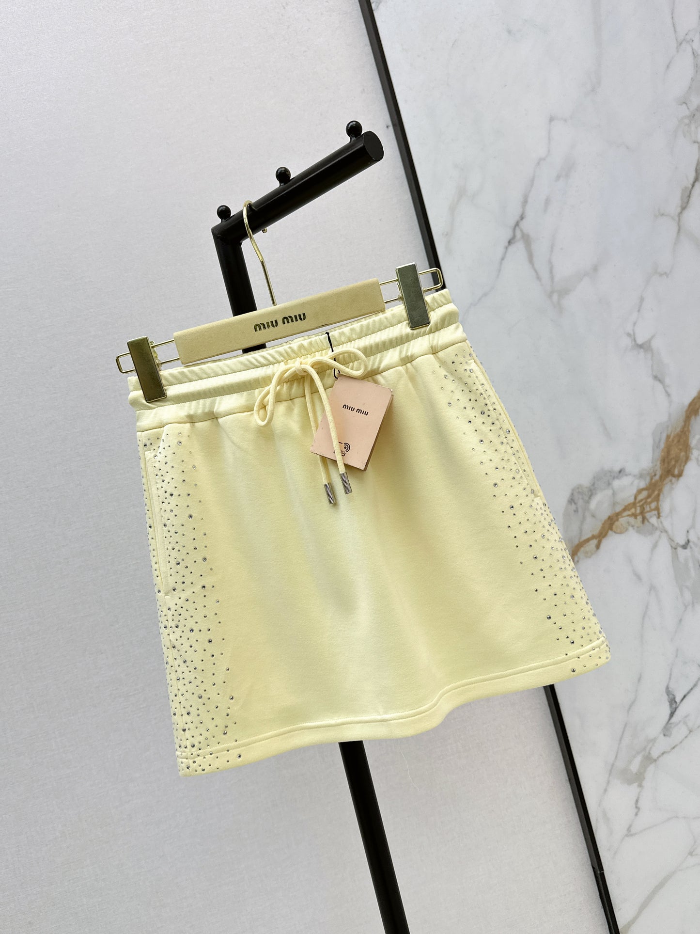26ss Logo Rhinestone Midi Skirt