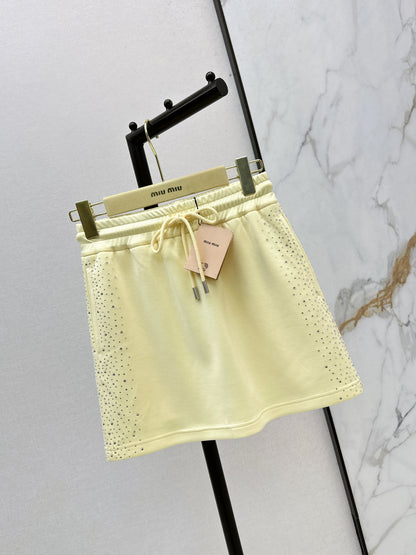 26ss Logo Rhinestone Midi Skirt