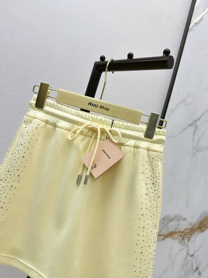26ss Logo Rhinestone Midi Skirt