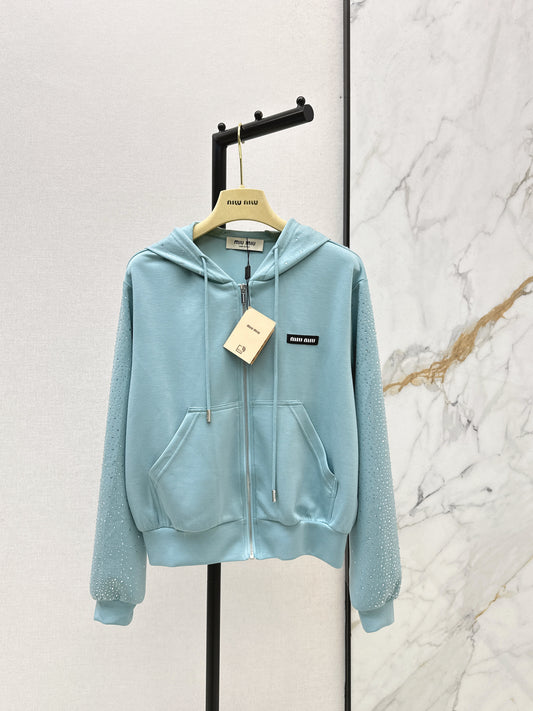 26ss Logo Rhinestone Hooded Jacket