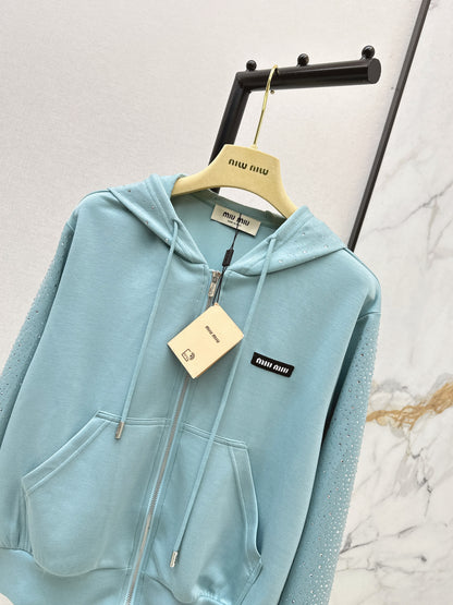 26ss Logo Rhinestone Hooded Jacket