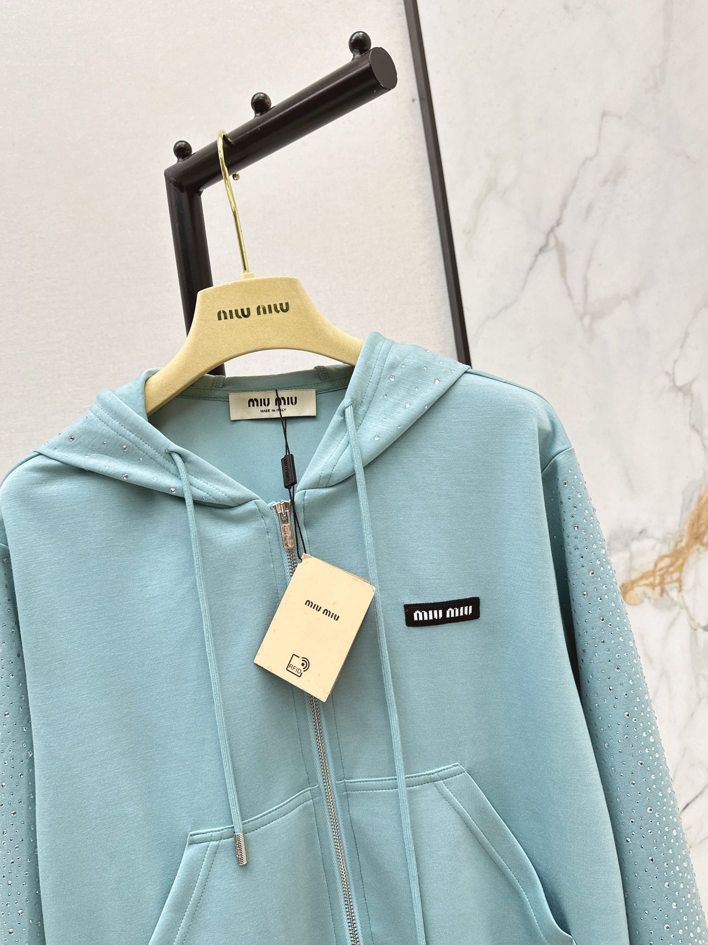 26ss Logo Rhinestone Hooded Jacket