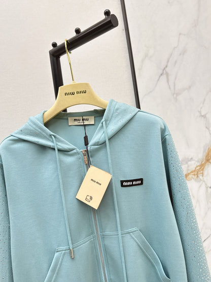 26ss Logo Rhinestone Hooded Jacket