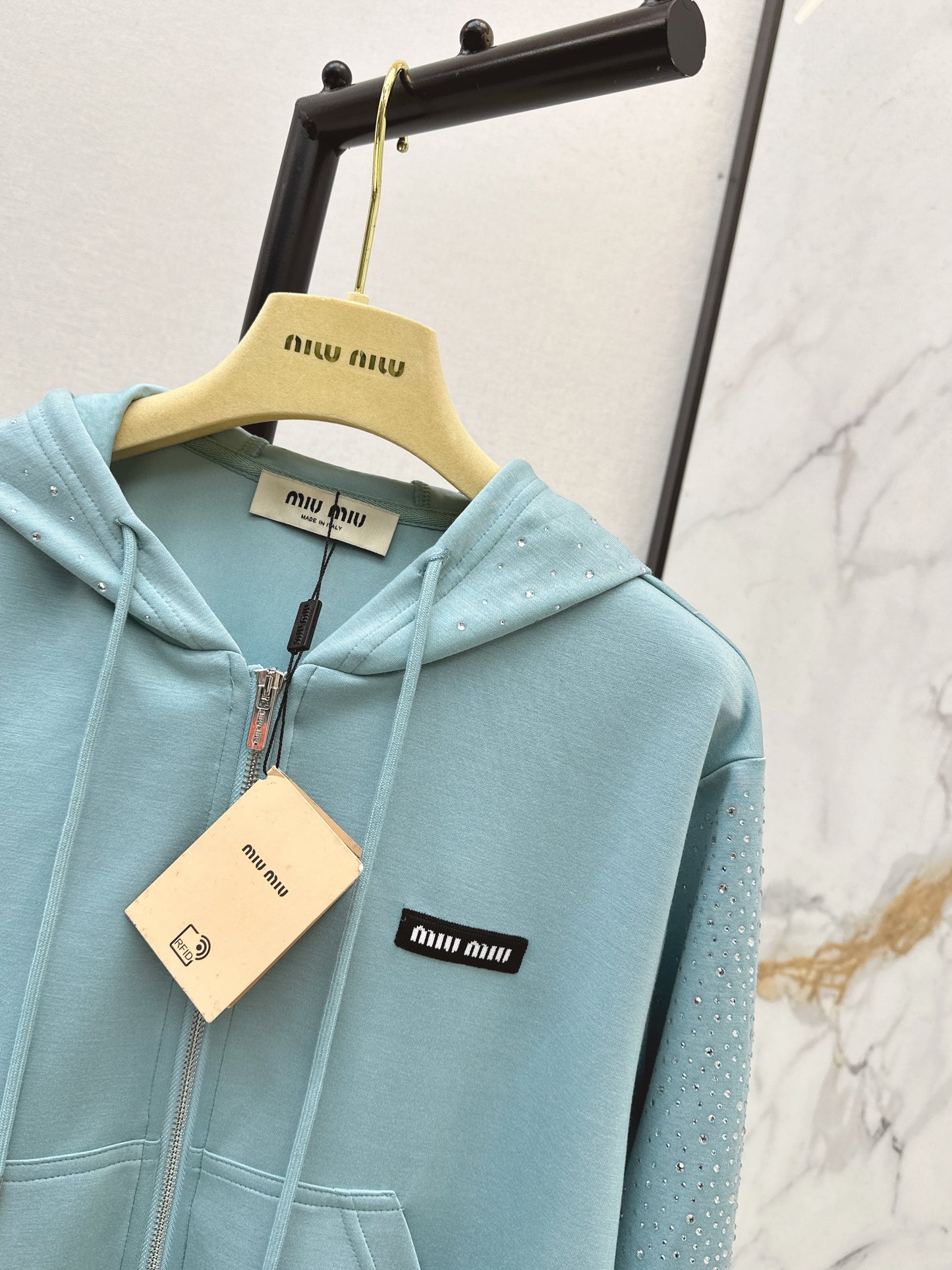 26ss Logo Rhinestone Hooded Jacket