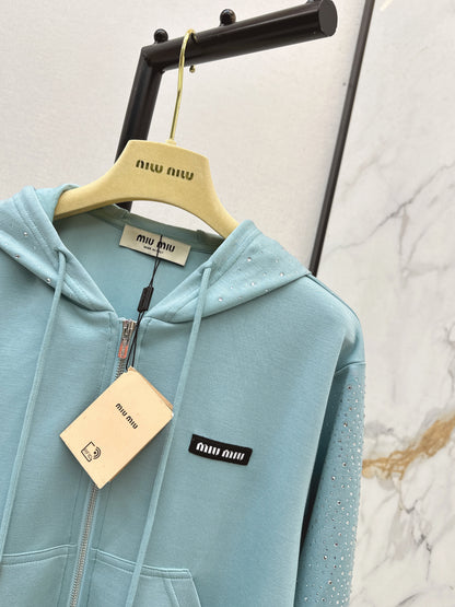 26ss Logo Rhinestone Hooded Jacket