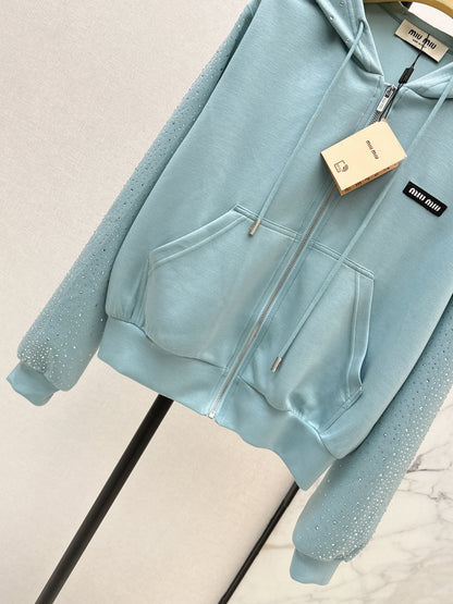 26ss Logo Rhinestone Hooded Jacket