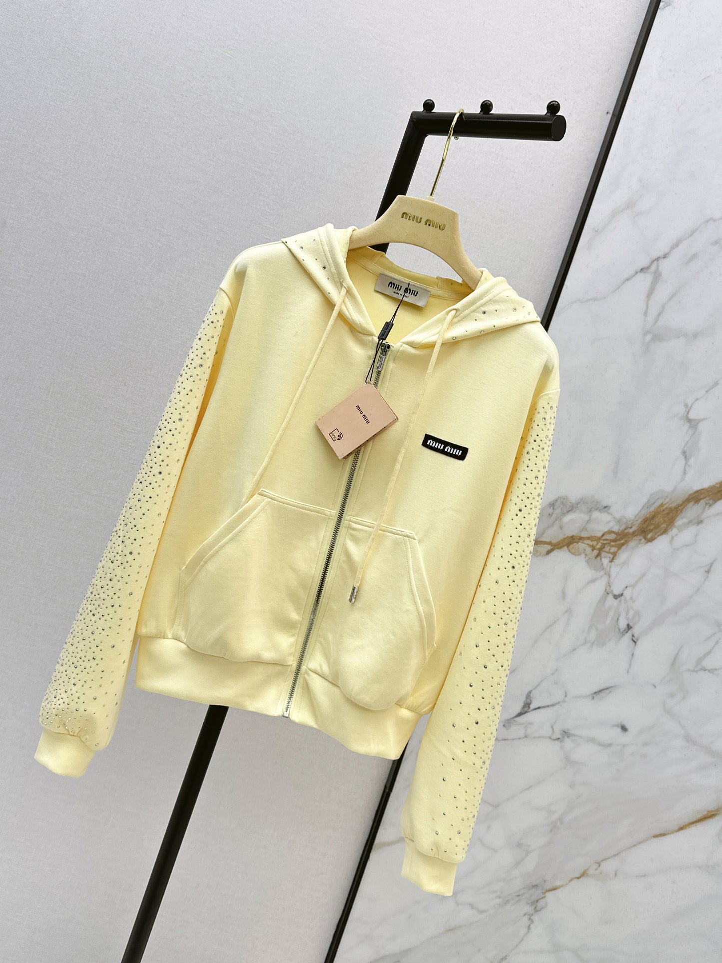 26ss Logo Rhinestone Hooded Jacket