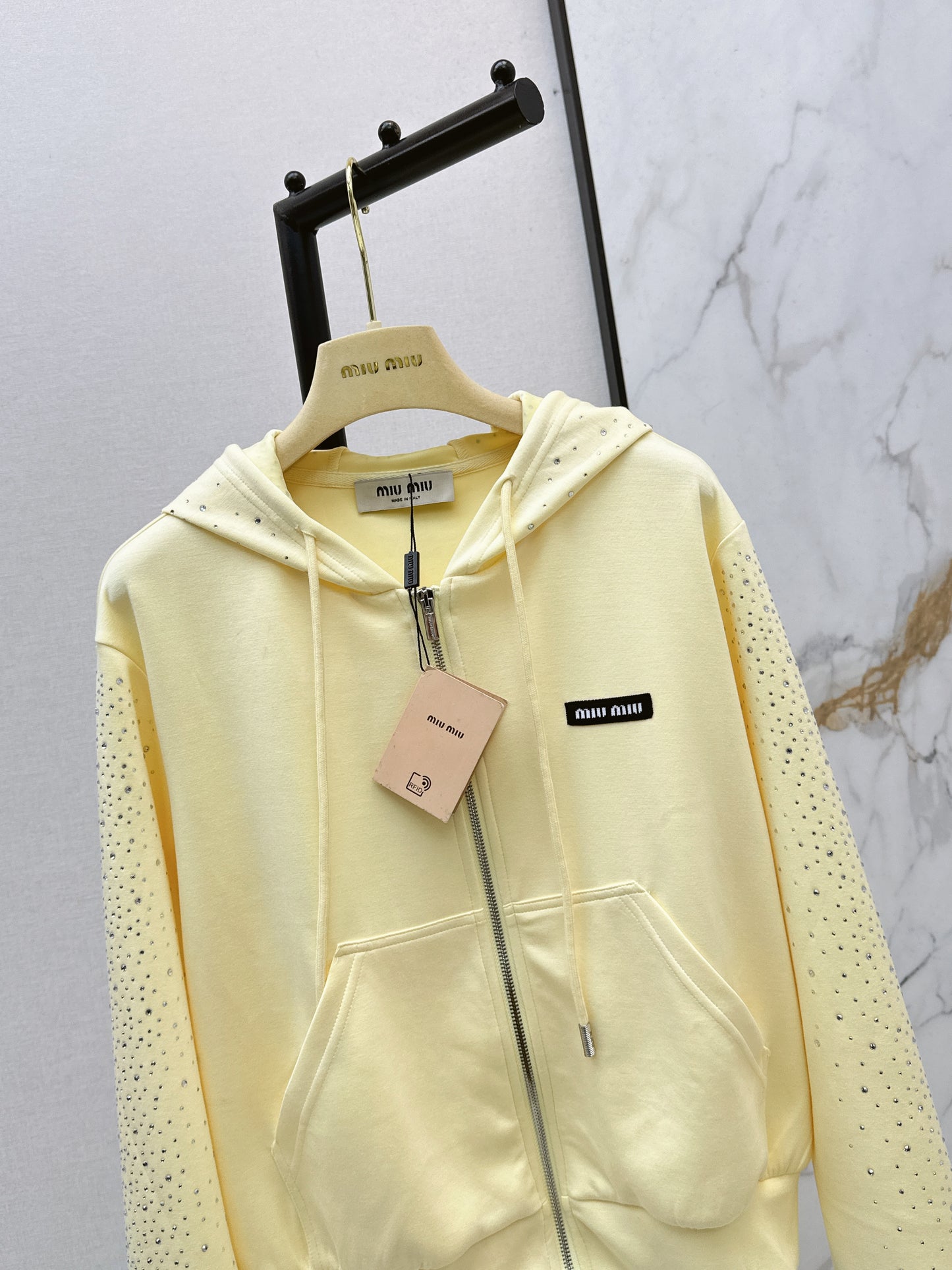 26ss Logo Rhinestone Hooded Jacket