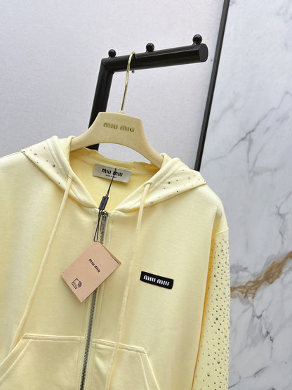 26ss Logo Rhinestone Hooded Jacket