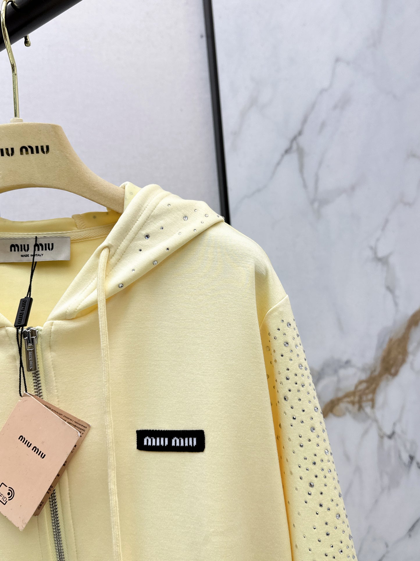 26ss Logo Rhinestone Hooded Jacket