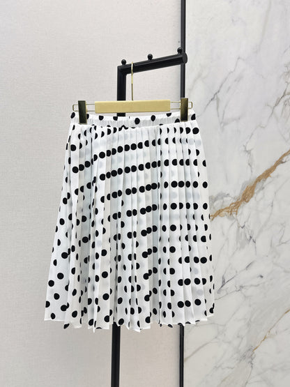 26ss Polka dot pleated midi skirt