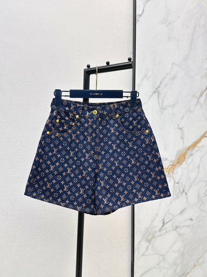 26ss Logo monogram denim shorts